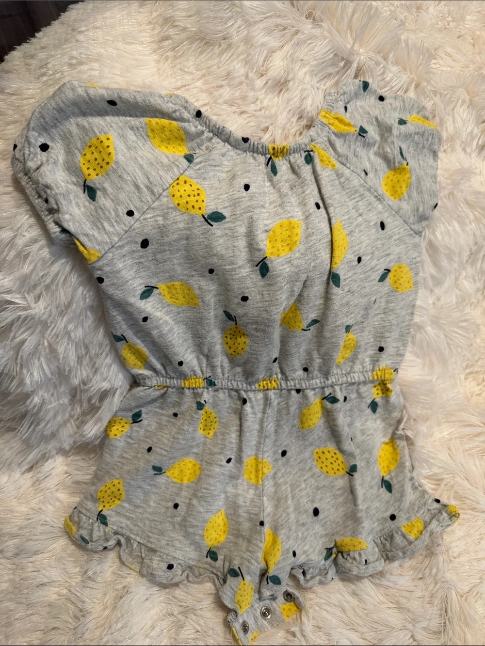 Old Navy Gray Romper with Yellow Lemon Print
